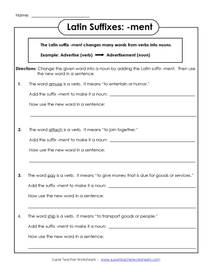 Suffixes - Latin Suffixes: 