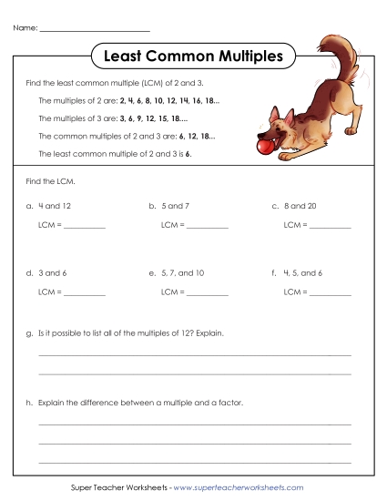 LCM of 2 Numbers - Least Common Multiple 4 (Printable PDF Worksheet)