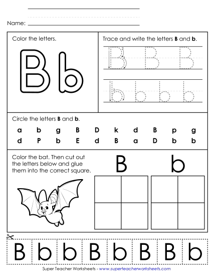 Letter B: Mixed Skills - Letter B - Mixed Skills (Basic) (Printable PDF Worksheet)