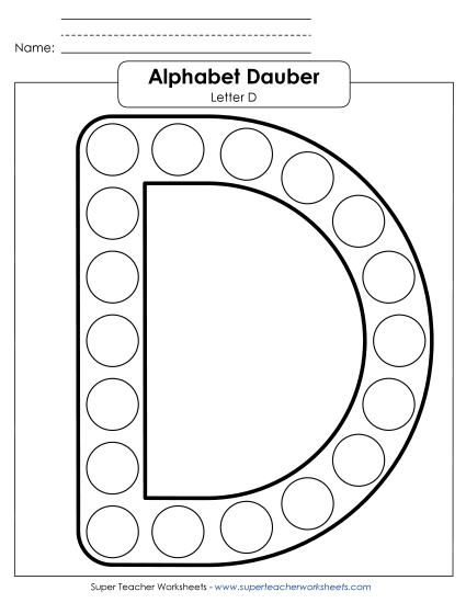 Letter Recognition - Letter D - Dabber (Printable PDF Worksheet)