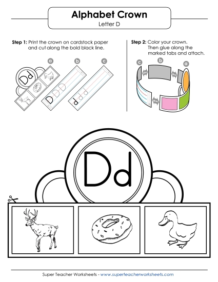 Letters A - Z - Letter D Hat (Printable PDF Worksheet)