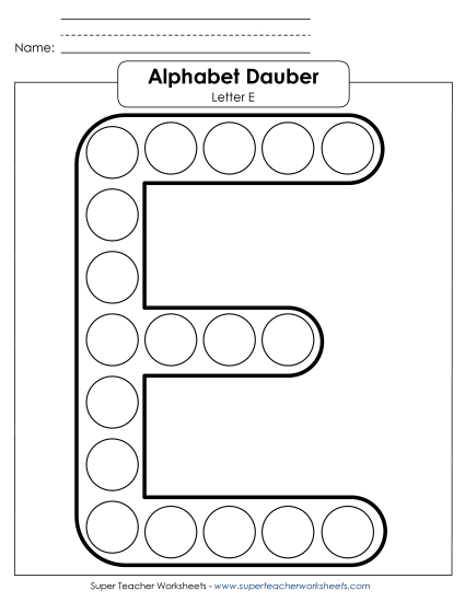 Letter Recognition - Letter E - Dabber (Printable PDF Worksheet)
