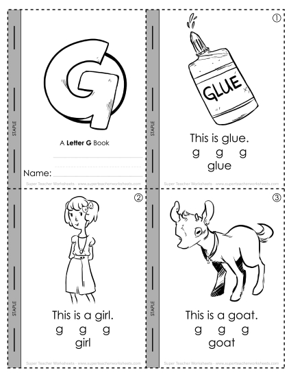 Consonant Sounds - Letter G Mini-Book (Printable PDF Worksheet)