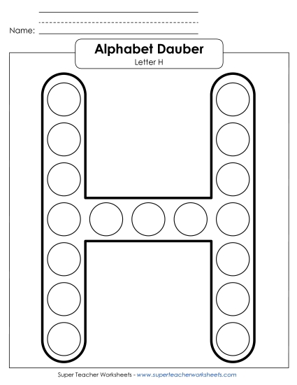 Letter Recognition - Letter H - Dabber (Printable PDF Worksheet)