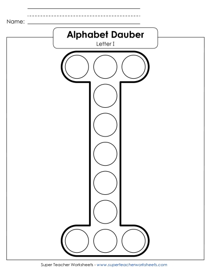 Letter Recognition - Letter I - Dabber (Printable PDF Worksheet)