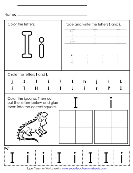 Letter I: Mixed Skills - Letter I - Mixed Skills (Basic) (Printable PDF Worksheet)