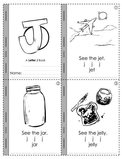 Worksheets - Letter J Mini-Book (Printable PDF Worksheet)