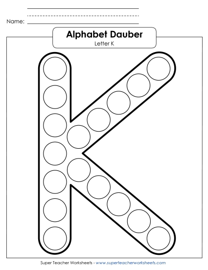 Letter Recognition - Letter K - Dabber (Printable PDF Worksheet)