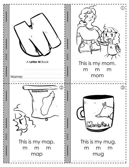 Consonant Sounds - Letter M Mini-Book (Printable PDF Worksheet)