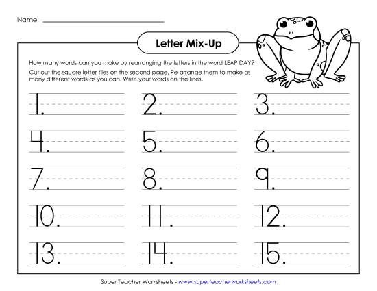 Word Puzzles - Letter Mix-Up (Primary) (Printable PDF Worksheet)