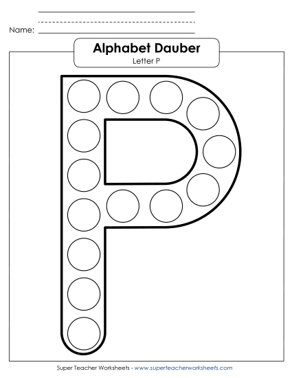 Letter Recognition - Letter P - Dabber (Printable PDF Worksheet)