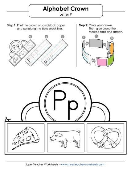 Letters A - Z - Letter P Hat (Printable PDF Worksheet)