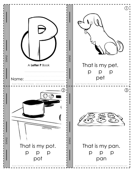 Worksheets - Letter P Mini-Book (Printable PDF Worksheet)