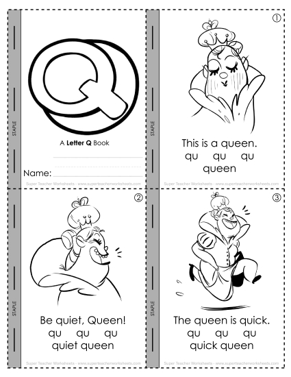 Consonant Sounds - Letter Q Mini-Book (Printable PDF Worksheet)