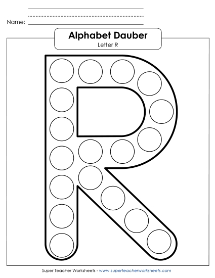 Letter Recognition - Letter R - Dabber (Printable PDF Worksheet)