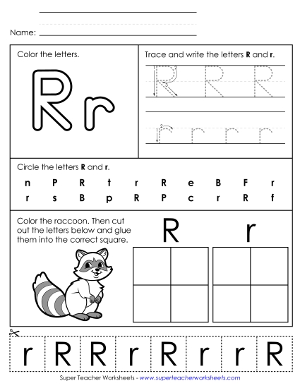 Letter R: Mixed Skills - Letter R - Mixed Skills (Basic) (Printable PDF Worksheet)