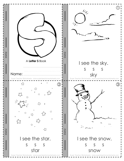 Worksheets - Letter S Mini-Book (Printable PDF Worksheet)