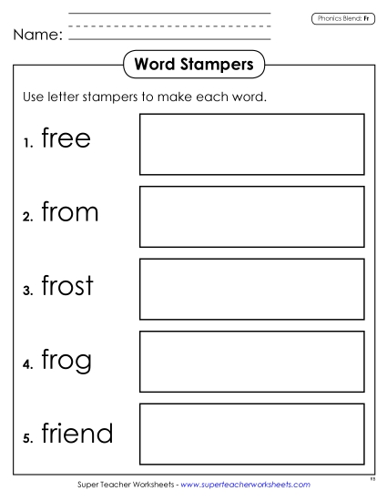 Games & Learning Centers - Letter Stampers (Fr- Words) (Printable PDF Worksheet)