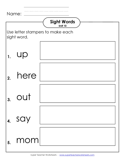 Worksheets - Letter Stampers (Unit 10)  (Printable PDF Worksheet)