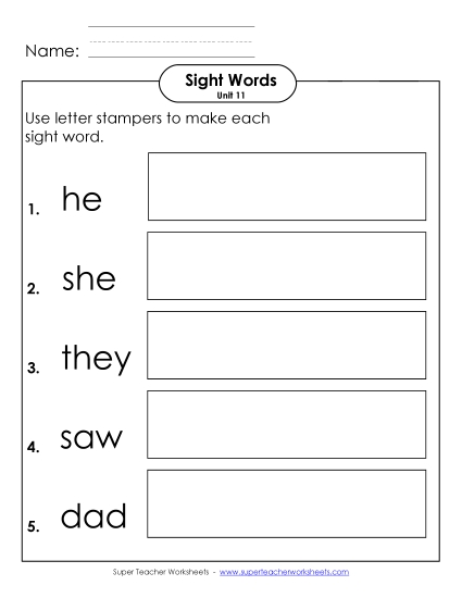 Worksheets - Letter Stampers (Unit 11)  (Printable PDF Worksheet)