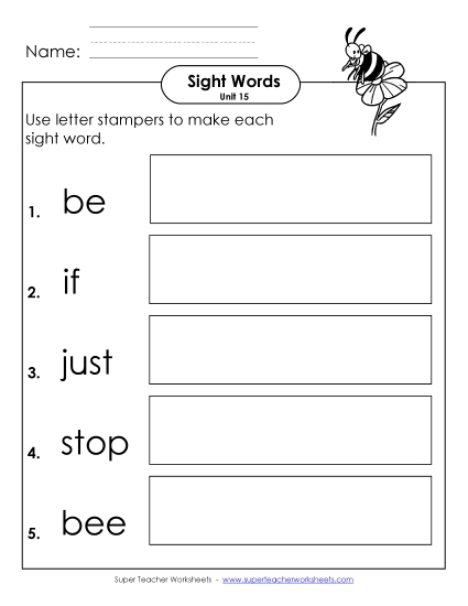 Worksheets - Letter Stampers (Unit 15)  (Printable PDF Worksheet)