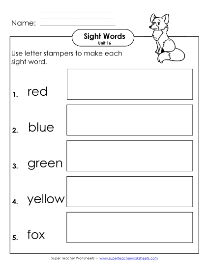 Worksheets - Letter Stampers (Unit 16)  (Printable PDF Worksheet)