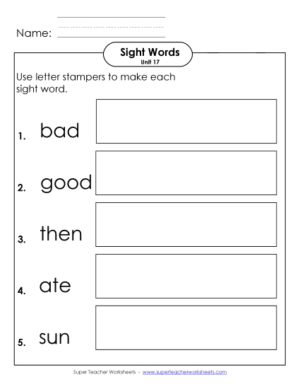 Worksheets - Letter Stampers (Unit 17)  (Printable PDF Worksheet)