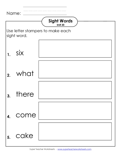 Worksheets - Letter Stampers (Unit 20)  (Printable PDF Worksheet)