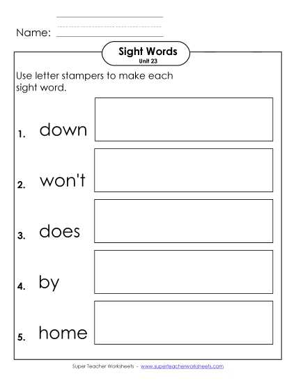 Worksheets - Letter Stampers (Unit 23)  (Printable PDF Worksheet)