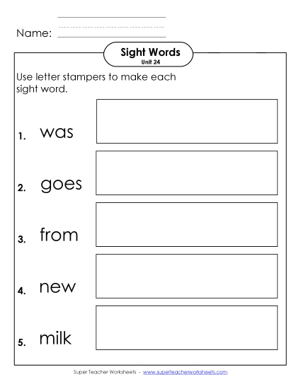 Worksheets - Letter Stampers (Unit 24)  (Printable PDF Worksheet)
