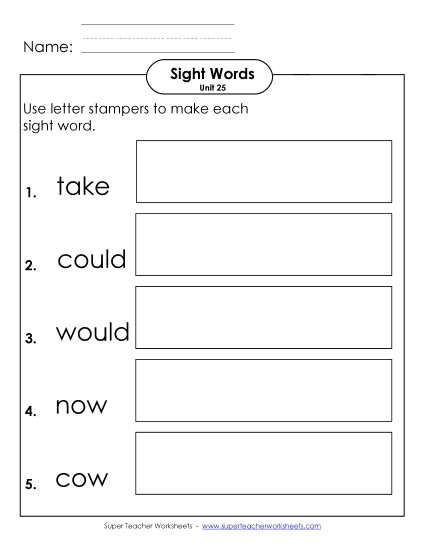 Worksheets - Letter Stampers (Unit 25)  (Printable PDF Worksheet)