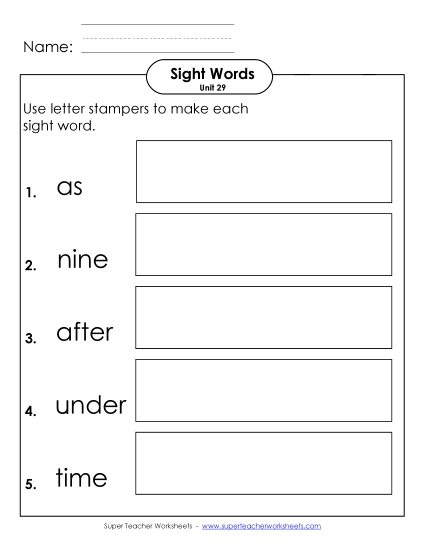 Worksheets - Letter Stampers (Unit 29) (Printable PDF Worksheet)