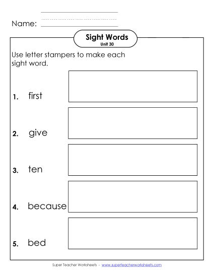 Worksheets - Letter Stampers (Unit 30) (Printable PDF Worksheet)