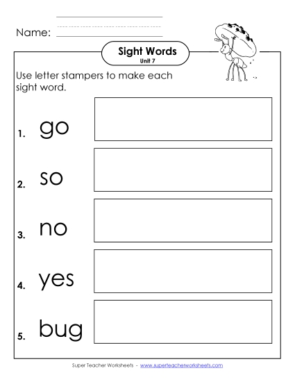 Worksheets - Letter Stampers (Unit 7)  (Printable PDF Worksheet)