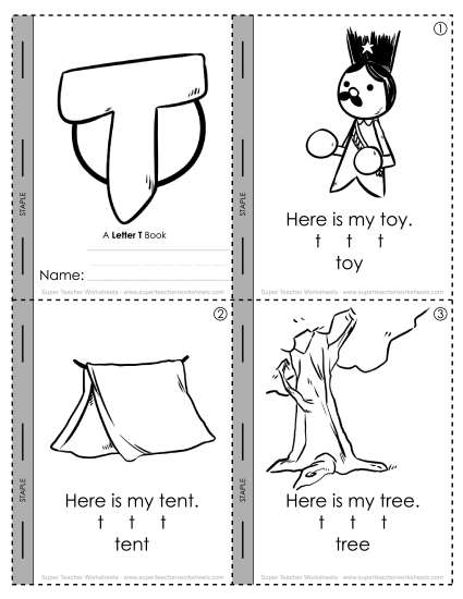 Worksheets - Letter T Mini-Book (Printable PDF Worksheet)