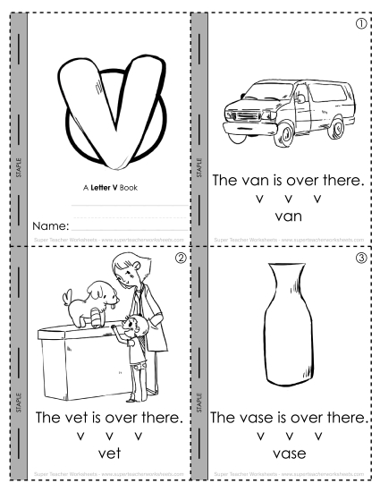 Worksheets - Letter V Mini-Book (Printable PDF Worksheet)