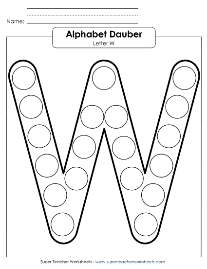 Letter Recognition - Letter W - Dabber (Printable PDF Worksheet)