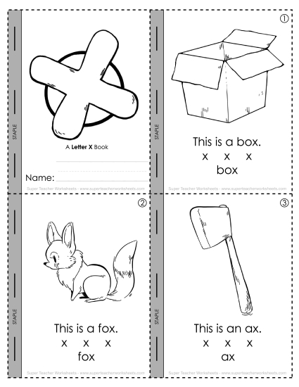 Consonant Sounds - Letter X Mini-Book (Printable PDF Worksheet)