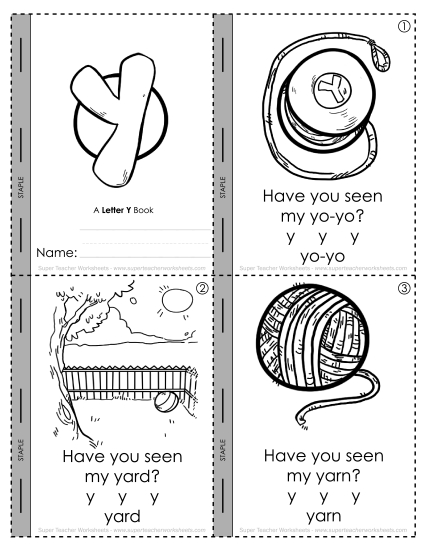 Worksheets - Letter Y Mini-Book (Printable PDF Worksheet)