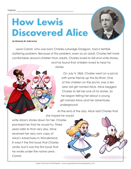 Biography - Lewis Carroll (Biographical) (Printable PDF Worksheet)