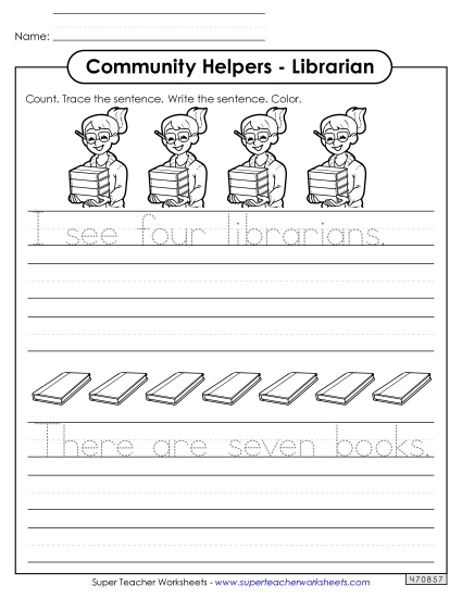 Trace & Write - Librarian (Trace & Write) (Printable PDF Worksheet)