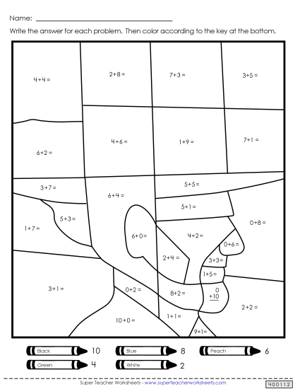 Mystery Pictures - Lincoln Mystery Picture (Addition) (Printable PDF Worksheet)