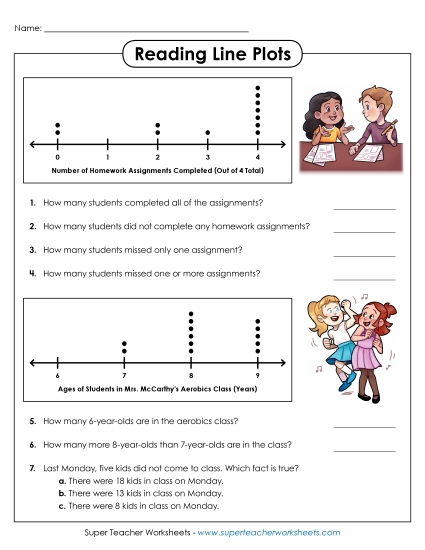 Basic Line Plots - Line Plot: Aerobics (Printable PDF Worksheet)