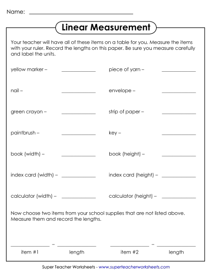 Conversions & Unit Comparisons - Linear Measurement Learning Center (Printable PDF Worksheet)