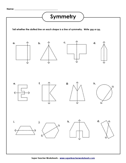 Lines of Symmetry  (Printable PDF Worksheet)
