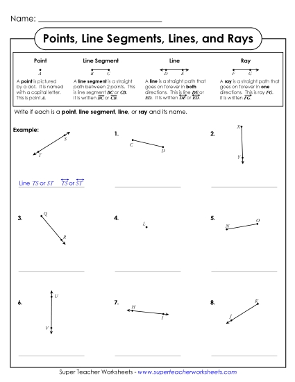 Lines, Segments, Rays (Printable PDF Worksheet)