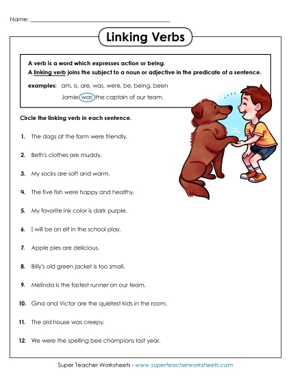 Linking Verbs - Linking Verbs (Printable PDF Worksheet)