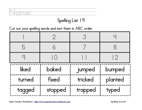 List B-19 - List 19:&nbsp; ABC Order (Printable PDF Worksheet)