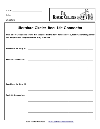 Literature Circles - Lit Circle: Real-Life Connector (Printable PDF Worksheet)