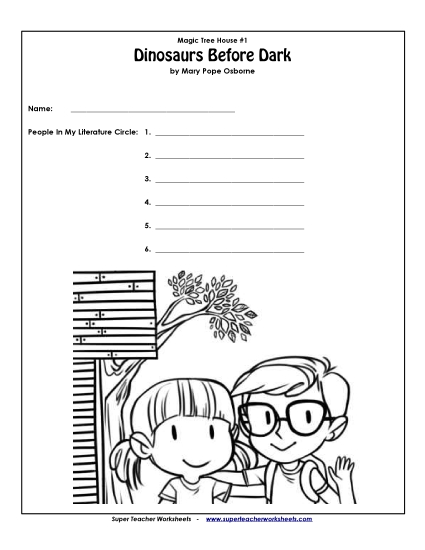 Dinos Before Dark Literature Circles - Lit. Circles: Cover Page (Printable PDF Worksheet)